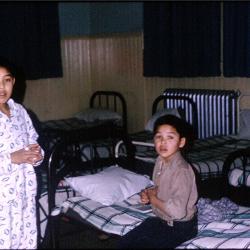 Photographs of boys in the dormitory at Lejac Indian Residential School
