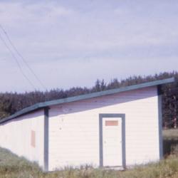 Photographs of archery, camping, and buildings at the Lejac Indian Residential School