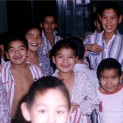 Photographs of boys in the dormitory at Lejac Indian Residential School