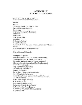 Schedule E residential schools