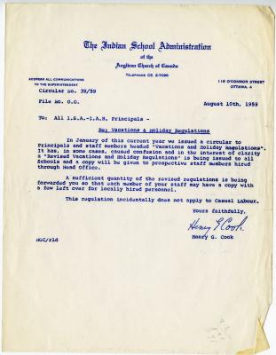 Shingwauk Indian Residential School general administration files