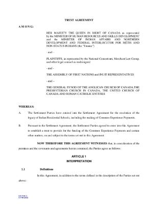 Schedule I, trust agreement