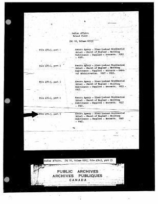 Sioux Lookout Residential School maintenance and accounts