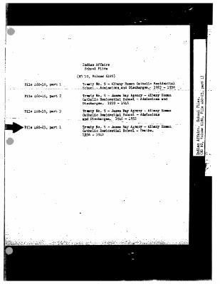 Albany Roman Catholic Residential School deaths records