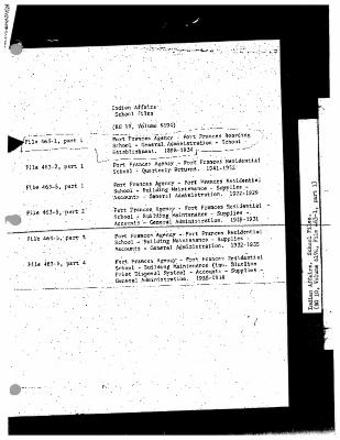 Fort Frances Boarding School administration and school establishment files