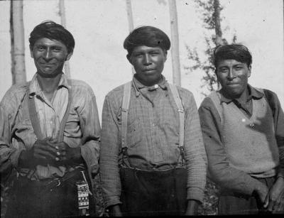 Photograph of three men at Fort Albany