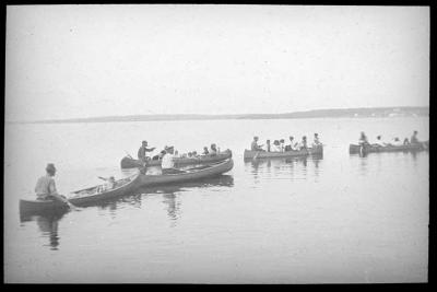 Photograph of five canoes at Albany River