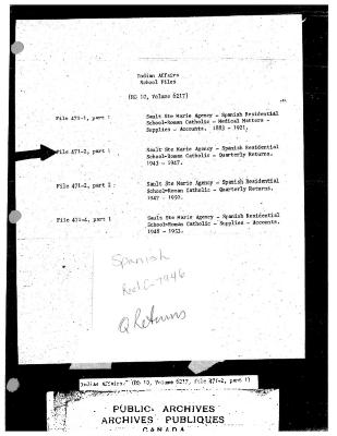 Spanish Residential School quarterly returns (part 1 of 4)