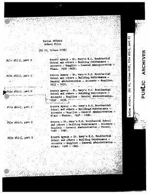 St. Mary's Roman Catholic Indian Residential School maintenance and administration files