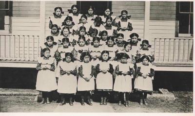 Photographs of girls at Ermineskin Indian Residential School