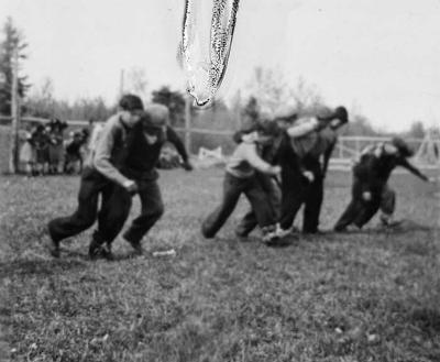 Photograph of a boys three legged race