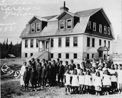 Photograph of students and staff in front of Chooutla IRS