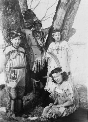 Photograph of students dressed for centenary pageant