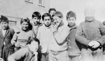 Photograph of boys in the school yard