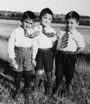 Photograph of junior students William, Philip, and Bernard in their Sunday best