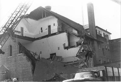 Photograph of St. Joseph's Indian Residential School being torn down