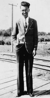 Photograph of John Jeffries standing on a railway platform