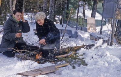 Photographs of students, activities, and buildings in Moose Factory