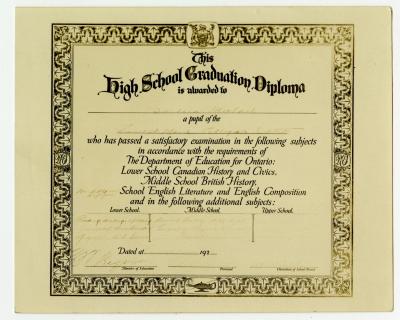 A copy of Barbara Michael's high school diploma