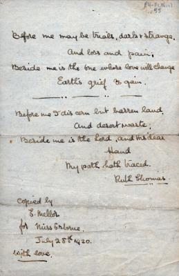 A note copied by L. Mellor