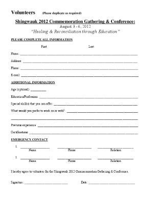 Volunteer form draft