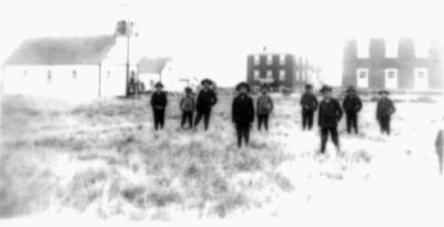 Photograph of boys outside of St. Anne's Indian Residential School