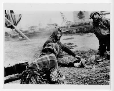 Photograph of two girls and a boy at Fort Albany