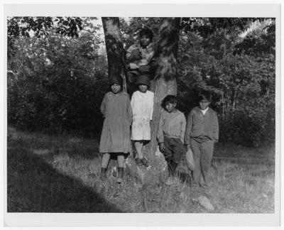 Photograph of a group of children outside at Serpent River