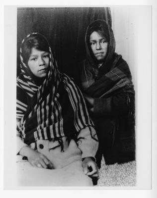Photograph of two girls at Fort Albany
