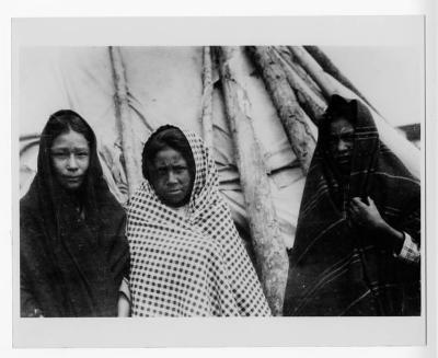 Photograph of three girls at Fort Albany