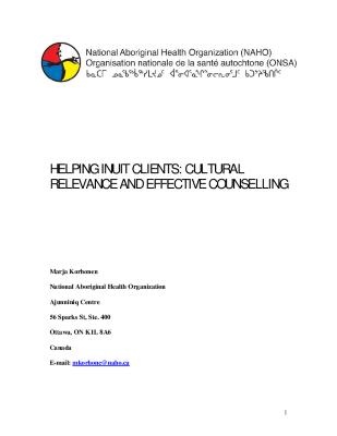 Helping Inuit clients: cultural relevance and effective counselling