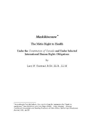 Maskikiwenow : the Métis right to health