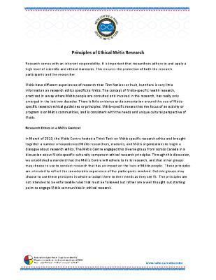 Principles of ethical Métis research