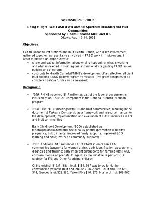 Doing it right too : fetal alcohol spectrum disorder and Inuit communities