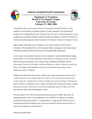 Populations in transition : health of circumpolar peoples