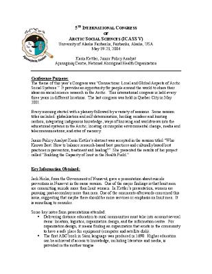 Conference summary of international confress of arctic social sciences