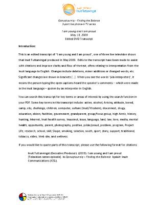 Qanuqtuurniq : finding the balance transcript