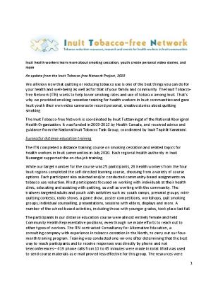 Inuit tobacco free network update