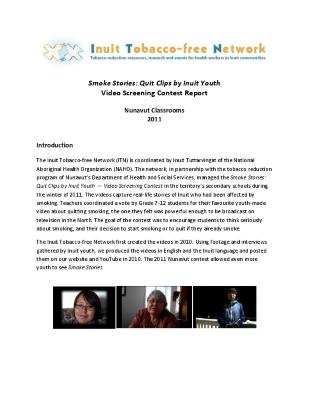 Smoke stories : quit clips by Inuit youth video screening contest report