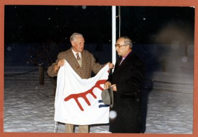 Photograph of the flag raising
