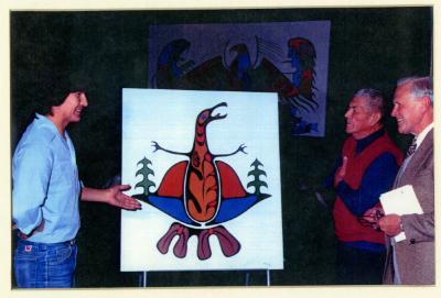 Photograph of Brian Fox-Wagoosh, Dan Pine Sr. and Dr. Dennis Howell