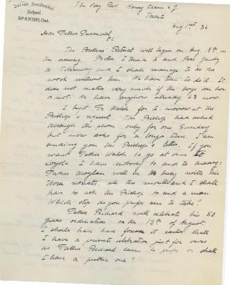 Correspondence with Father Provincial