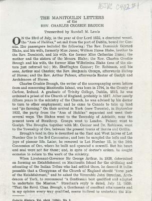 The Manitoulin letters