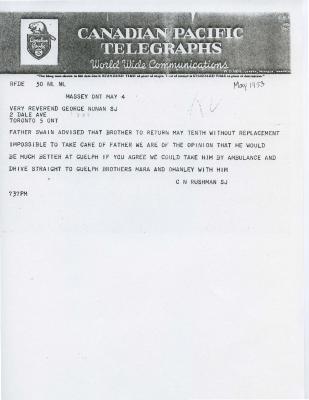 Administrative correspondence and telegraph