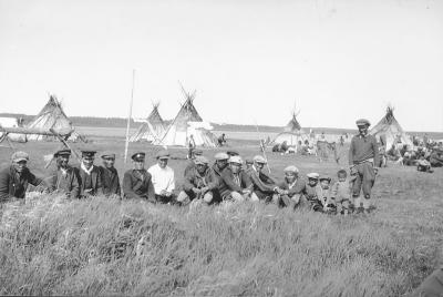Photograph of villagers in summer