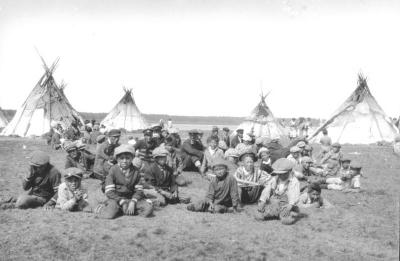 Photograph of villagers in summer