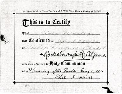 Certificate of confirmation for Clara Martin