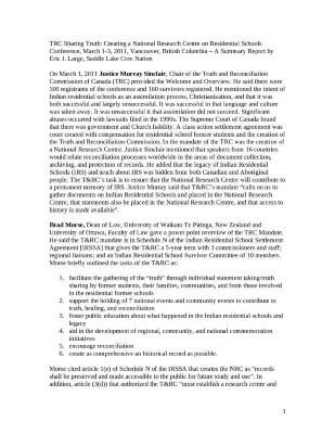 TRC sharing truth: creating a national research centre on residential schools