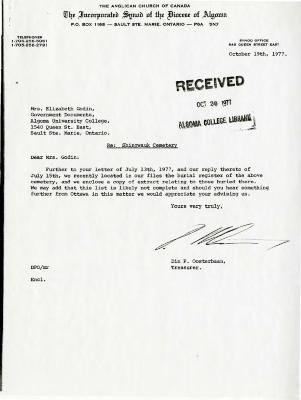 Shingwauk cemetery burial register extract