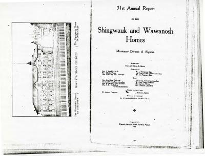 31st annual report of the Shingwauk and Wawanosh Homes